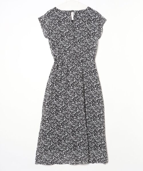 「OLIVE des OLIVE」 花柄半袖ワンピース M ブラック レディース_画像2