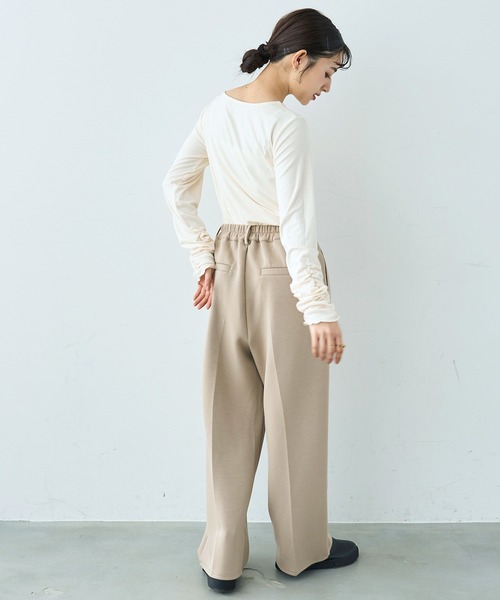 mil（ミル） tシャツ 袖口シャーリング デザイントップス「586103