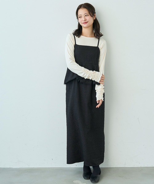 mil（ミル） tシャツ 袖口シャーリング デザイントップス「586103