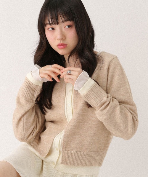 プラダ　フリル　カーディガン　ニットセーター Heather（ヘザー） ニット セーター レイヤード風フリルカーディガン