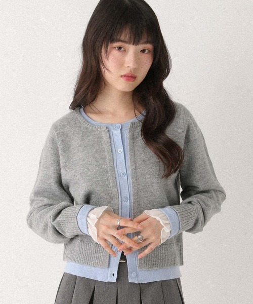 Heather（ヘザー） ニット セーター レイヤード風フリルカーディガン