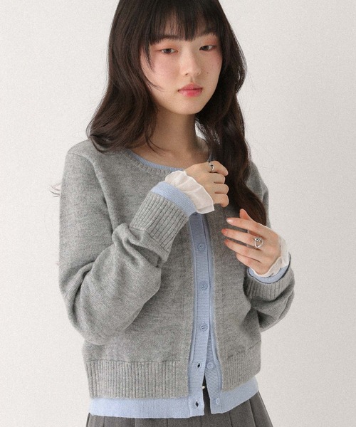 Heather（ヘザー） ニット セーター レイヤード風フリルカーディガン