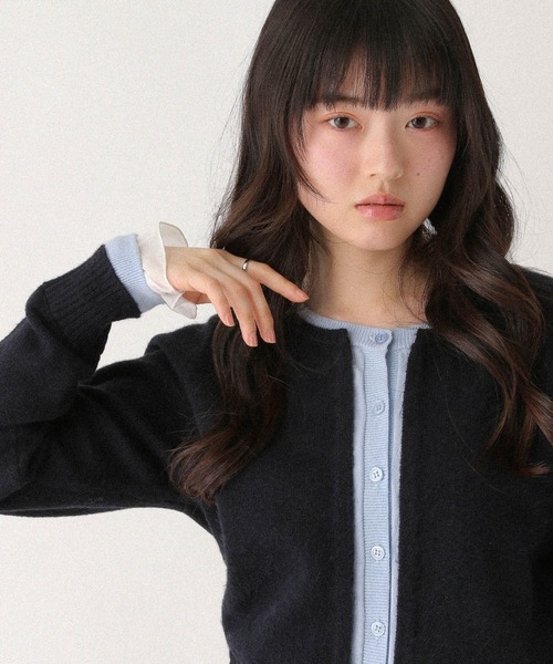 Heather（ヘザー） ニット セーター レイヤード風フリルカーディガン