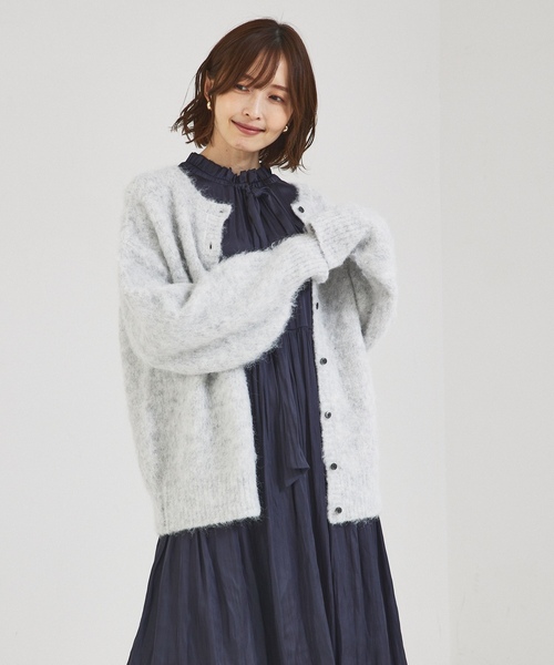 「abahouse mavie」 ニットカーディガン フリー ライトブルー レディース_画像2