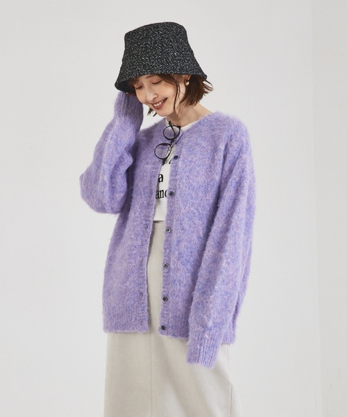 「abahouse mavie」 ニットカーディガン フリー ライトブルー レディース_画像8