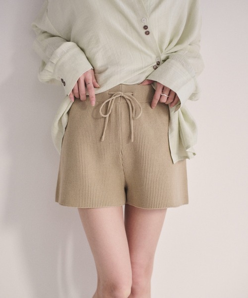 SOYEN パンツ リブニットブルマショートパンツ/セットアップ可