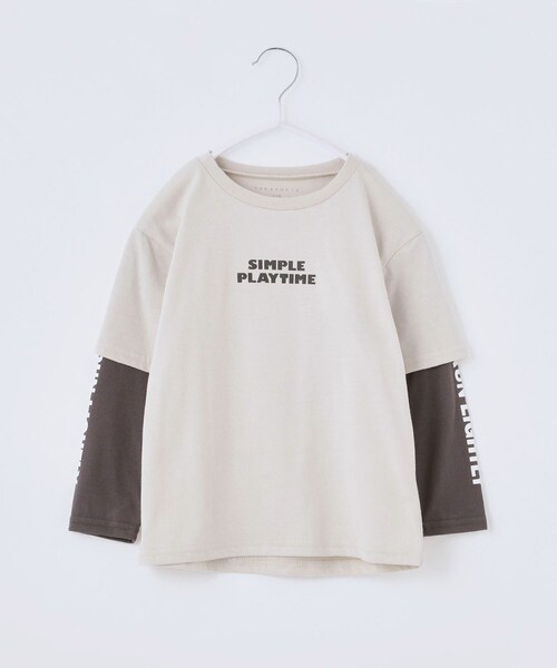 THE SHOP TK tシャツ 「110-160」袖レイヤード長袖迷彩アップリケ