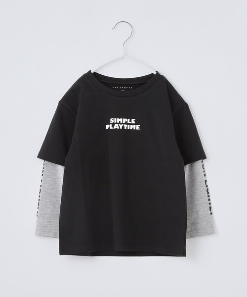 THE SHOP TK tシャツ 「110-160」袖レイヤード長袖迷彩アップリケ