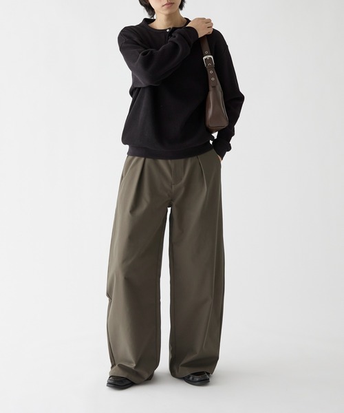 Adoon plain ワイドパンツ スラックス Chino-Like Tuck Curve Slacks