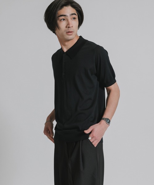 JOHN SMEDLEY ブラックポロシャツ JOHN SMEDLEY（ジョンスメドレー） 半袖ポロシャツ メンズ ZANDER JOHN