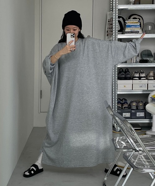 「wee9s」 長袖ワンピース SHORT グレー レディース_画像3