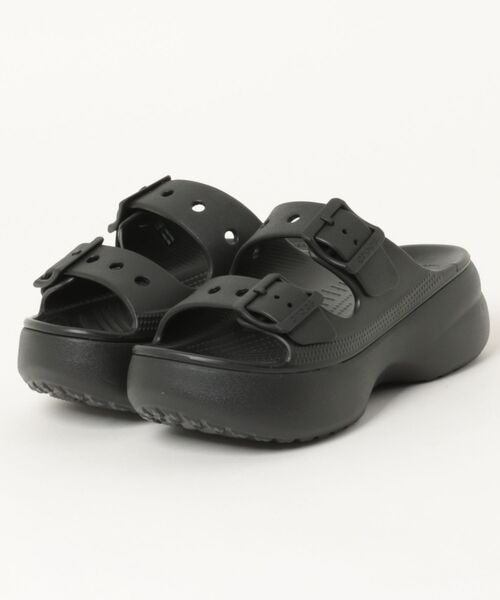 ブラックプラットフォームサンダル crocs（クロックス） サンダル サタデー プラットフォーム サンダル W