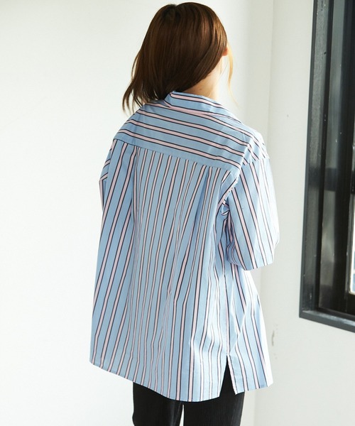 「PBLIM」 半袖シャツ LARGE サックスブルー レディース_画像4