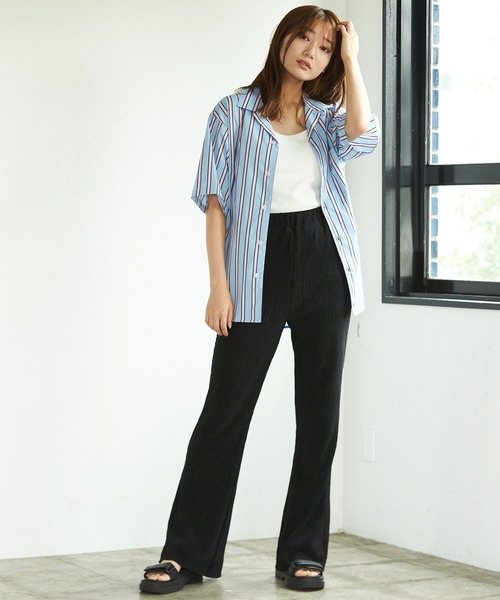 「PBLIM」 半袖シャツ LARGE サックスブルー レディース_画像5