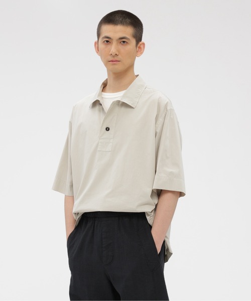 良品 MHL. メンズ Lサイズ コットンポプリン プルオーバー 半袖シャツ MHL.（エムエイチエル） シャツ 半袖 COMPACT COTTON POPLIN メンズ