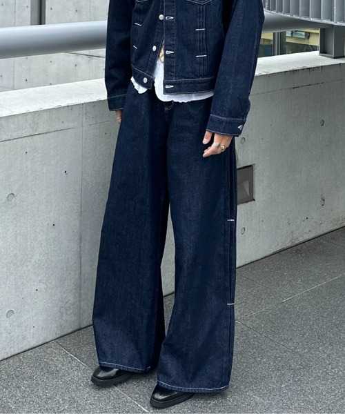 「INTER FACTORY」 デニムパンツ LARGE ブラック メンズ_画像4