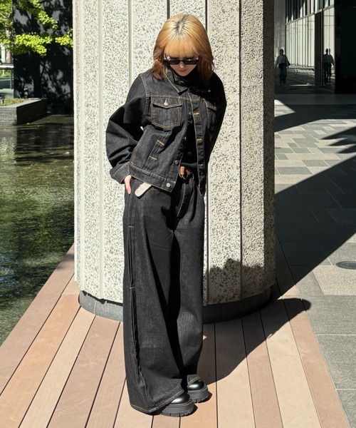 「INTER FACTORY」 デニムパンツ LARGE ブラック メンズ_画像7