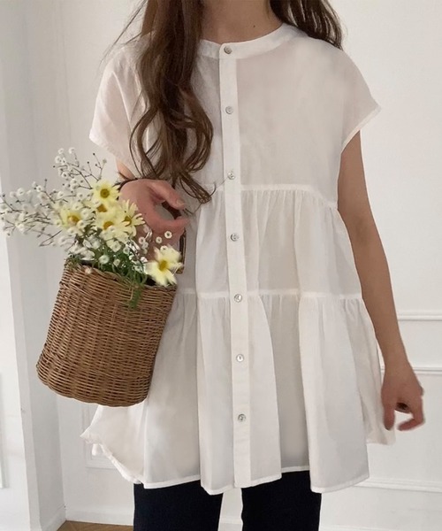 「FILLOU」 半袖ブラウス MEDIUM ブラック レディース_画像2