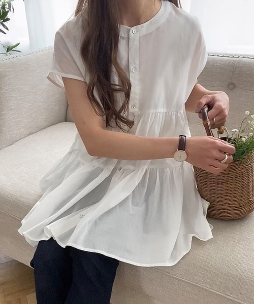 「FILLOU」 半袖ブラウス MEDIUM ブラック レディース_画像3
