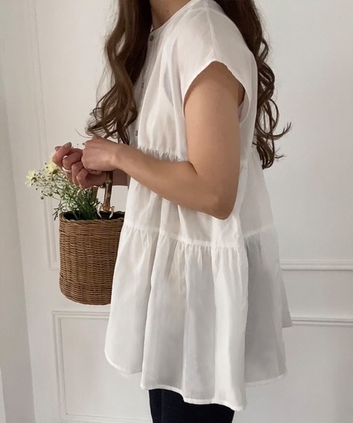 「FILLOU」 半袖ブラウス MEDIUM ブラック レディース_画像4