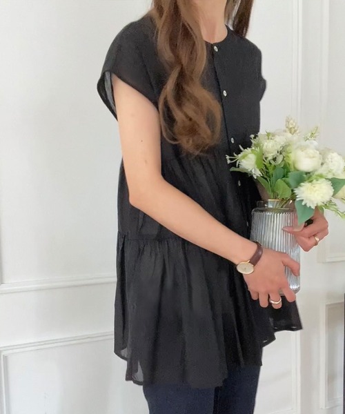 「FILLOU」 半袖ブラウス MEDIUM ブラック レディース_画像5
