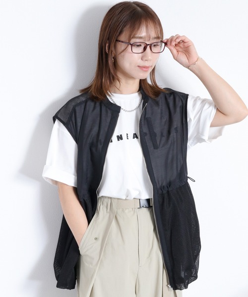 cepo（セポ） ベスト ジレ バルーンメッシュドロストベスト レディース