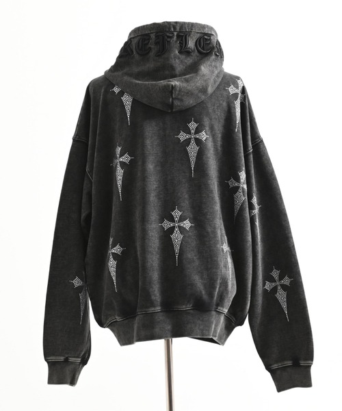 REFLEM/レフレム クロス総柄ラインストーンZIPフーディー/ジップパーカー REFLEM（レフレム） パーカー 「REFLEM/レフレム」クロス総柄ライン