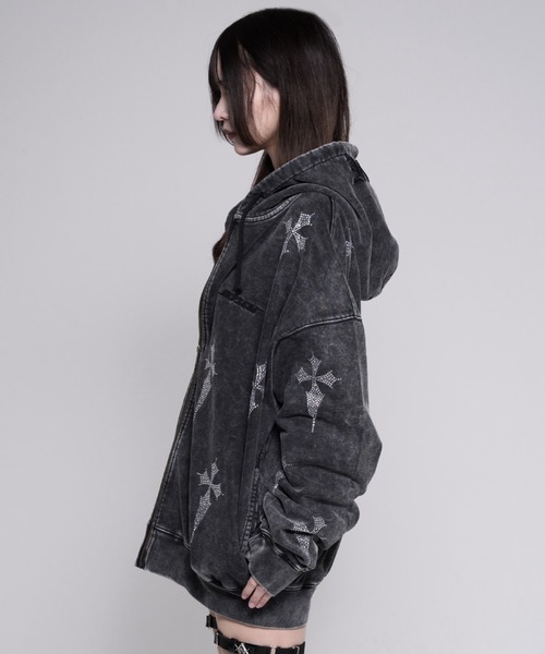 パーカー 「REFLEM/レフレム」クロス総柄ラインストーンZIPフーディー/ジップパーカー レディース メンズ | REFLEM | 13