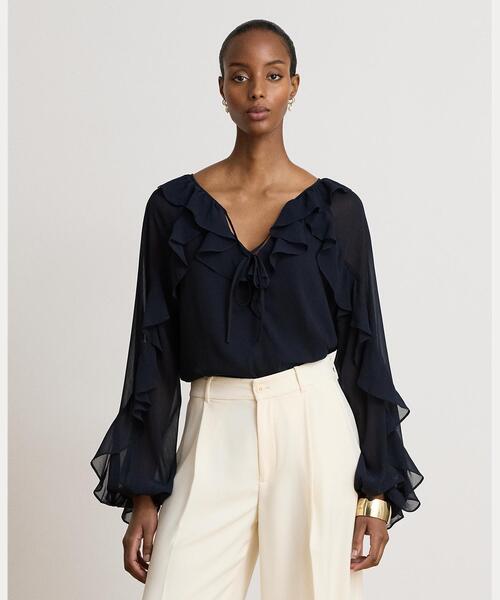 ★新品ラルフローレン　フリルブラウス LAUREN RALPH LAUREN（ローレン ラルフローレン） ブラウス シャツ