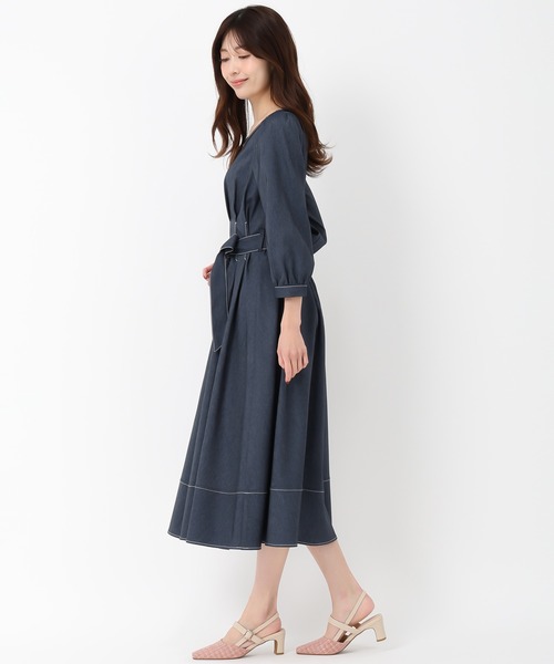 「MISCH MASCH」 7分袖ワンピース S ネイビー レディース_画像9