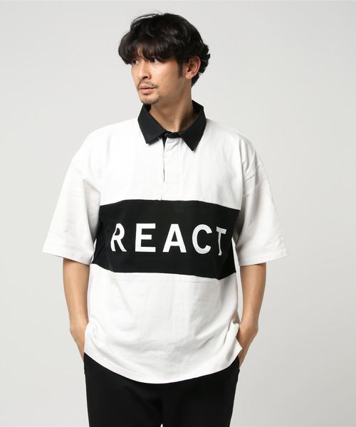 STYLEBLOCK（スタイルブロック） ポロシャツ 切替ロゴプリントビッグ