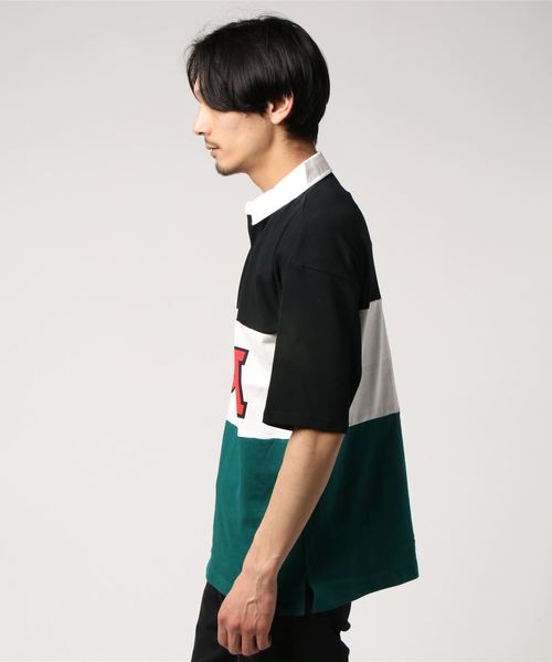 STYLEBLOCK（スタイルブロック） ポロシャツ 切替ロゴプリントビッグ