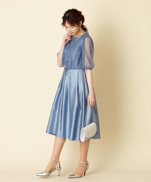 雑誌で紹介された 結婚式 2次会 パーティードレス Web限定 ボートネックフレアラッセルレースワンピースドレス ドレス Vehicleadminservices Com