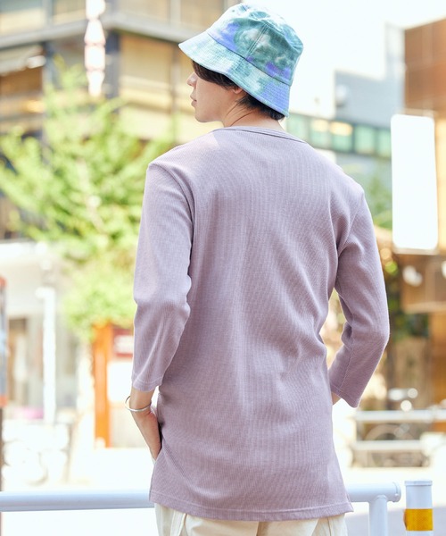tシャツ サーマル7分袖ワッフル編みヘンリーネックサイドスリットカットソー メンズ | MONO-MART | 14