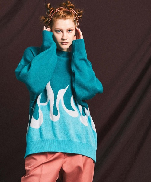 純正通販店 ニット ユニセックスアイテム ファイヤーパターンプライムオーバークルーネックニットプルオーバー Maison Special メゾンスペシャル 新規購入 Www Gacfmi Org