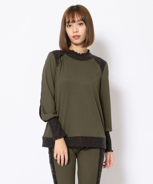 tシャツ rehersall／リハーズオール/MIXテレコスリットトップス レディース