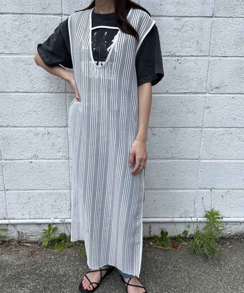 メッシュワンピース（ブランド登録なし／ファッション）（色：ホワイト