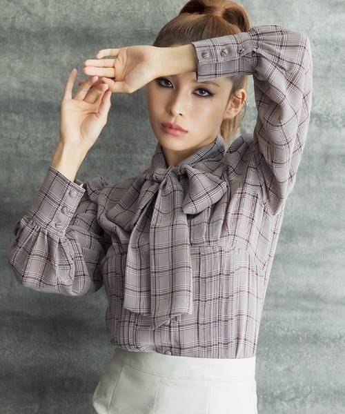 ヤッコマリカルド】綿100% チェック風ピンタック オーバーシャツ