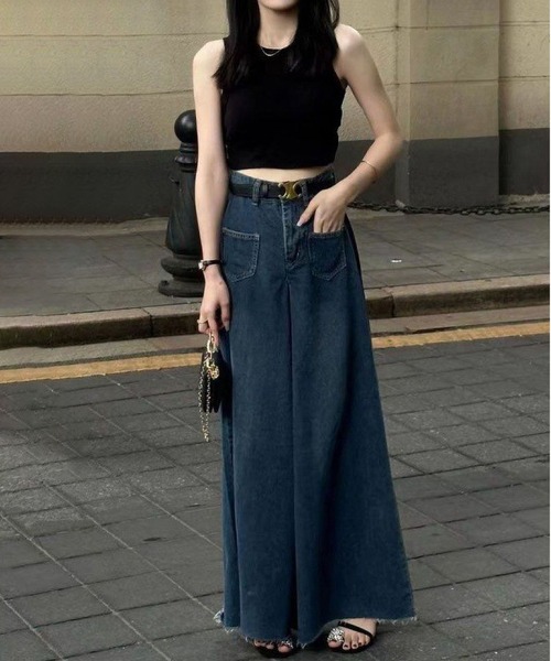 BLANC FICELLE ジーンズ デニム デニムパンツ ワイド デニムパンツ