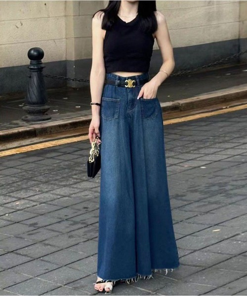 BLANC FICELLE ジーンズ デニム デニムパンツ ワイド デニムパンツ