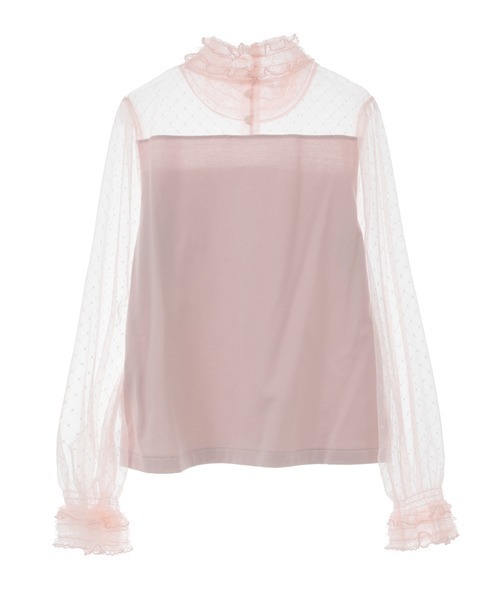 PINK HOUSE tシャツ ダイヤチュール使いハイネックカットソー  