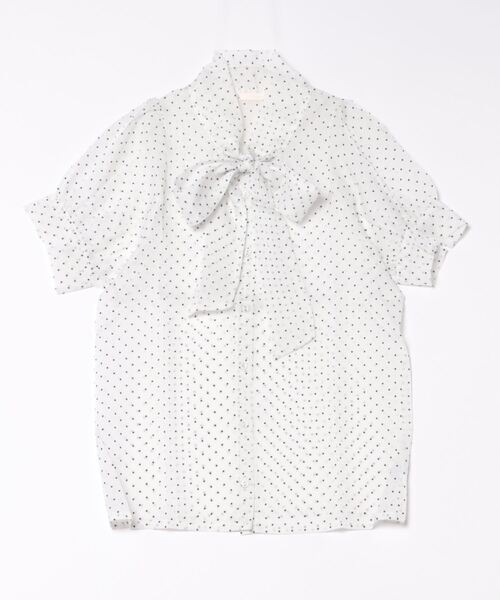 frunco ブラウス シャツ 半袖ドットシフォンボウタイブラウス