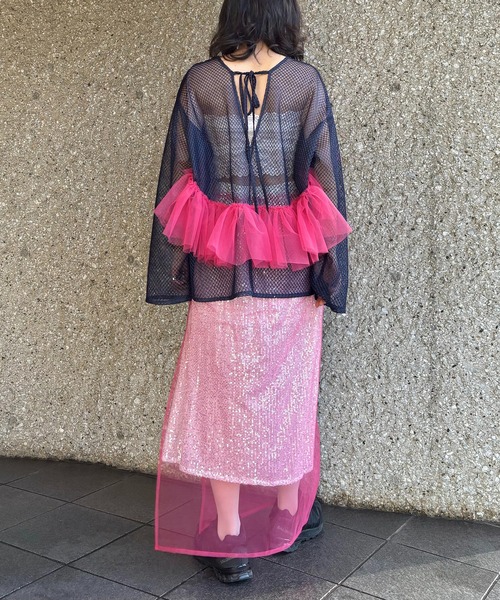 ブラウス シャツ heki ヘキ メッシュフリルブラウス レディース THE MILES ブラウス シャツ heki ヘキ メッシュフリルブラウス