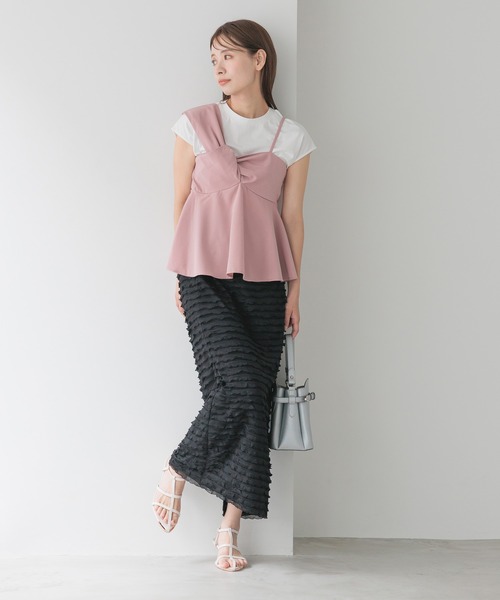 mysty woman tシャツ アシメキャミドッキングプルオーバー
