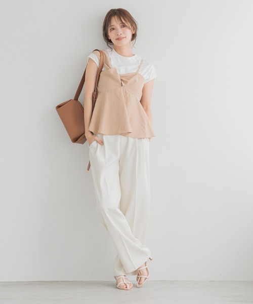 mysty woman tシャツ アシメキャミドッキングプルオーバー