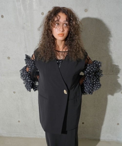 ANDRESD ボリューム袖 トップス DONOBAN チュニック 「ANDRESD」decorative tulle tops チュール