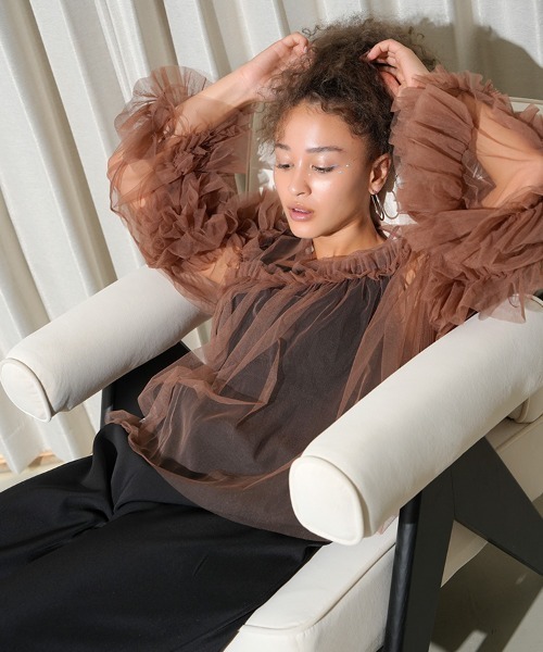 andresd フリルブラウス　チュールトップス DONOBAN チュニック 「ANDRESD」decorative tulle tops チュール