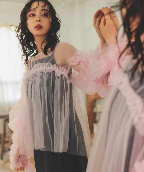 ANDRESD チュールフリルブラウス DONOBAN チュニック 「ANDRESD」decorative tulle tops チュール