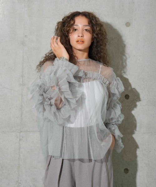 ANDRESD チュールフリルブラウス DONOBAN チュニック 「ANDRESD」decorative tulle tops チュール