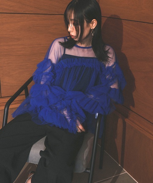 ANDRESD チュールフリルブラウス DONOBAN チュニック 「ANDRESD」decorative tulle tops チュール